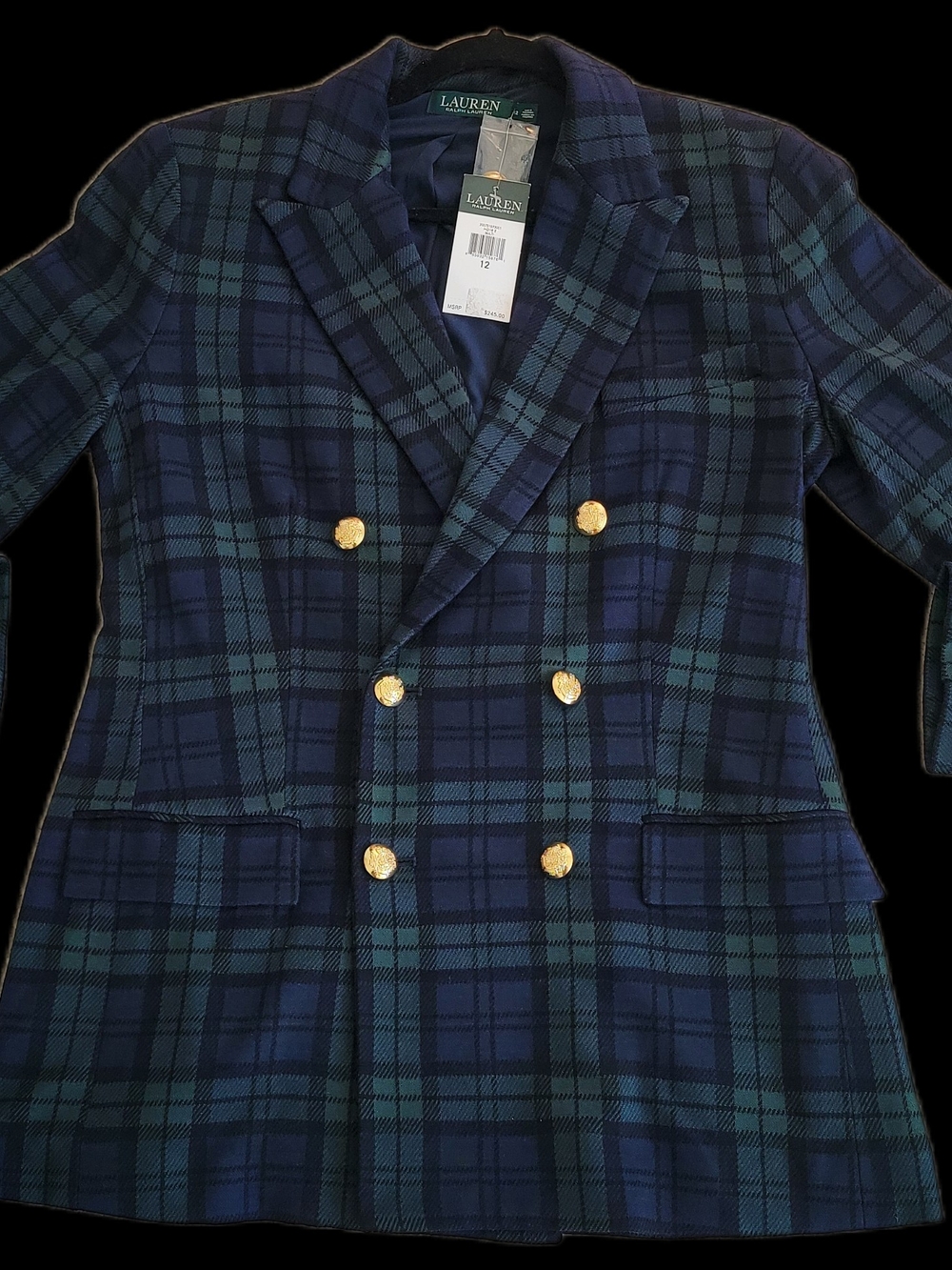 Lauren Ralph Lauren Tartan Plaid Blazer Size 12 NWT Gold buttons - Picture 10 of 10
